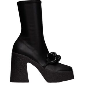 Stella McCartney Black Alter Mat Skyla Mid Calf Platform Boots New Size EU 39.5